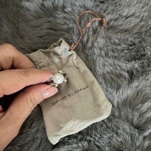 David Yurman Pearl Cable Ring with Diamonds